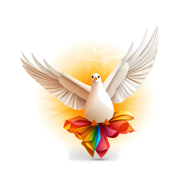 White Dove with Rainbow Background Illustration