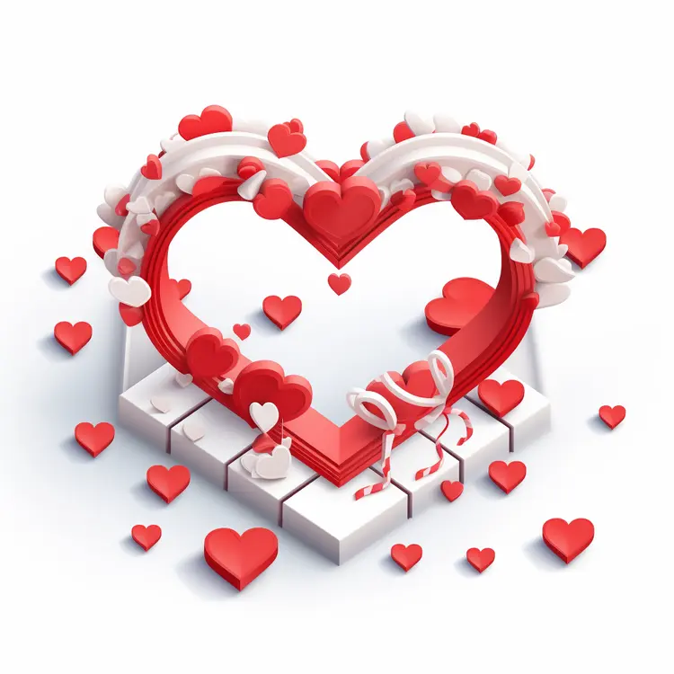 Red Heart with Decorations