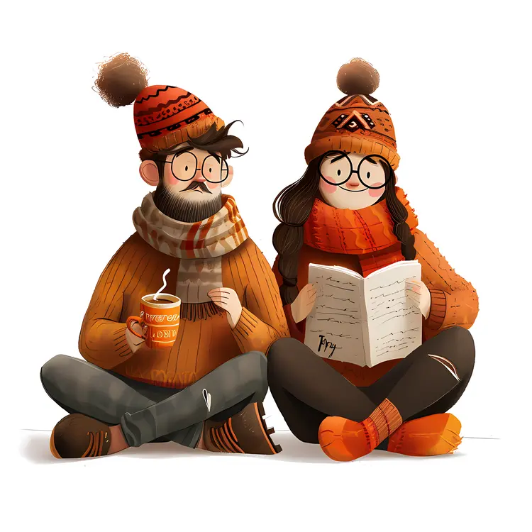 Couple with Cups and Scarves