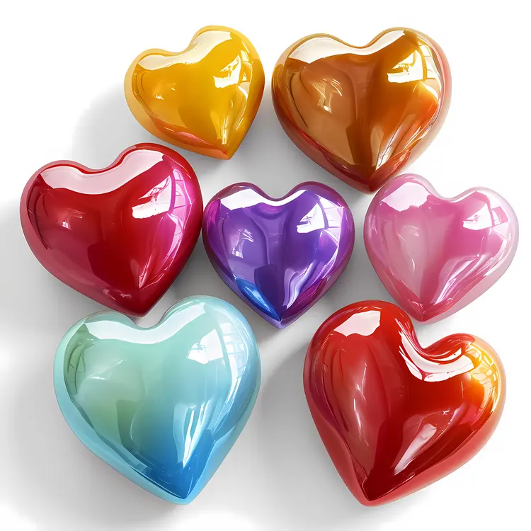 Glossy Multicolor Heart Shapes