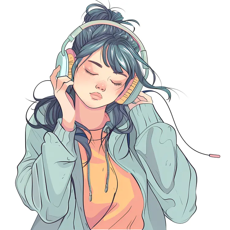 Woman Enjoying Music with Headphones
