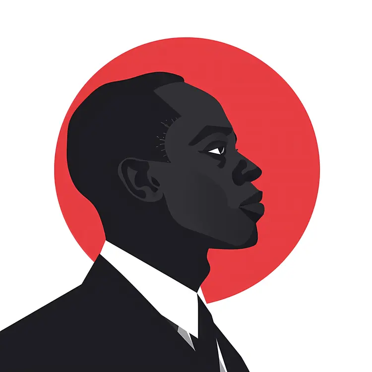 Man Silhouette with Red Circle Background