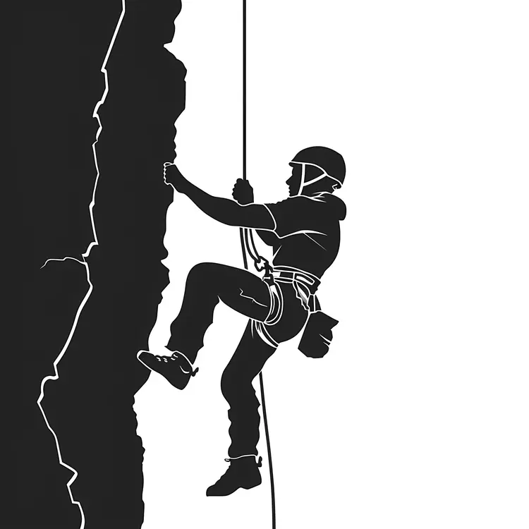 Rock Climber Silhouette on Cliff