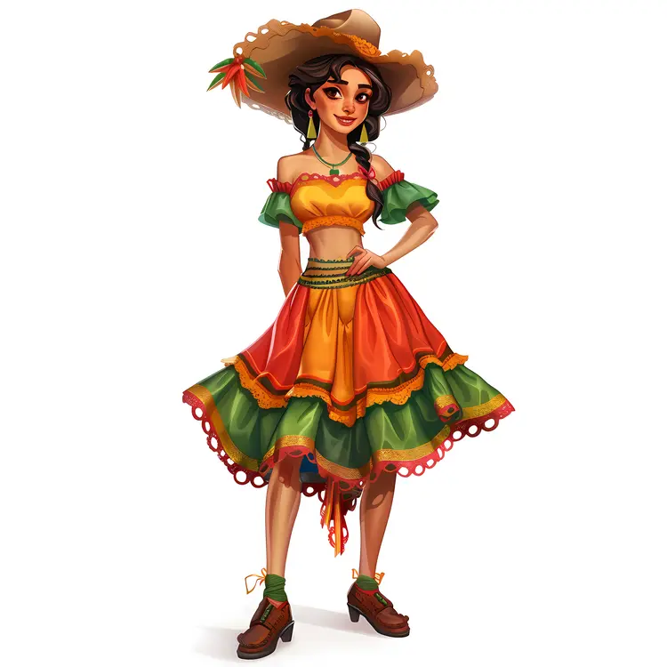 Woman in Colorful Traditional Dress