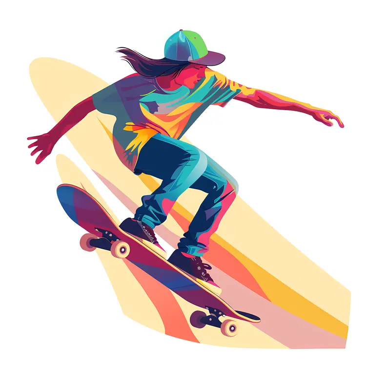 Colorful Skateboarder in Motion