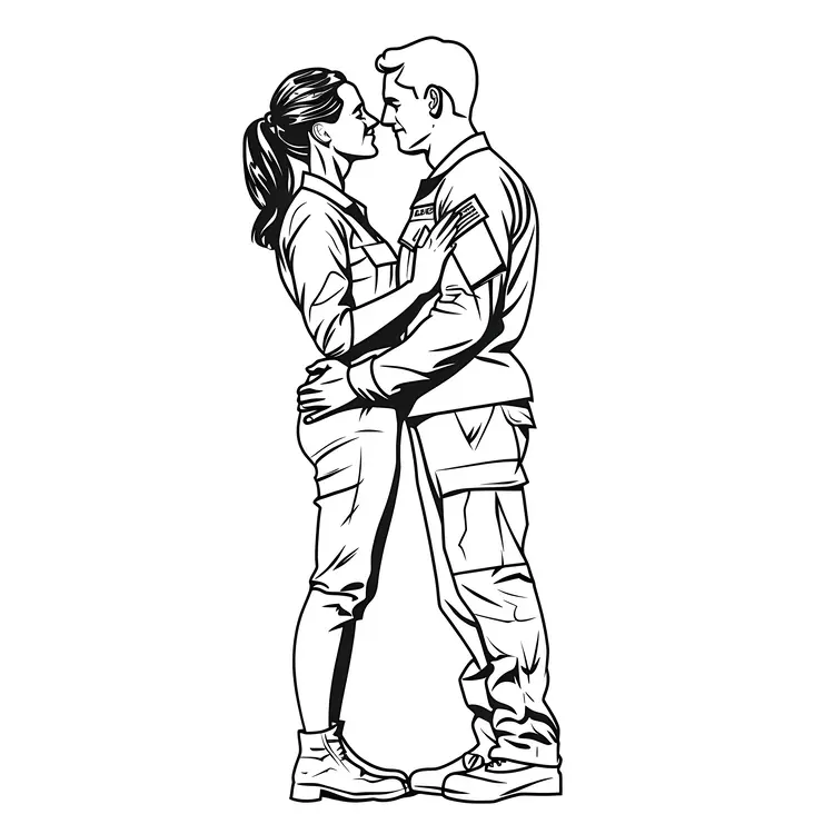 Military Couple Embracing