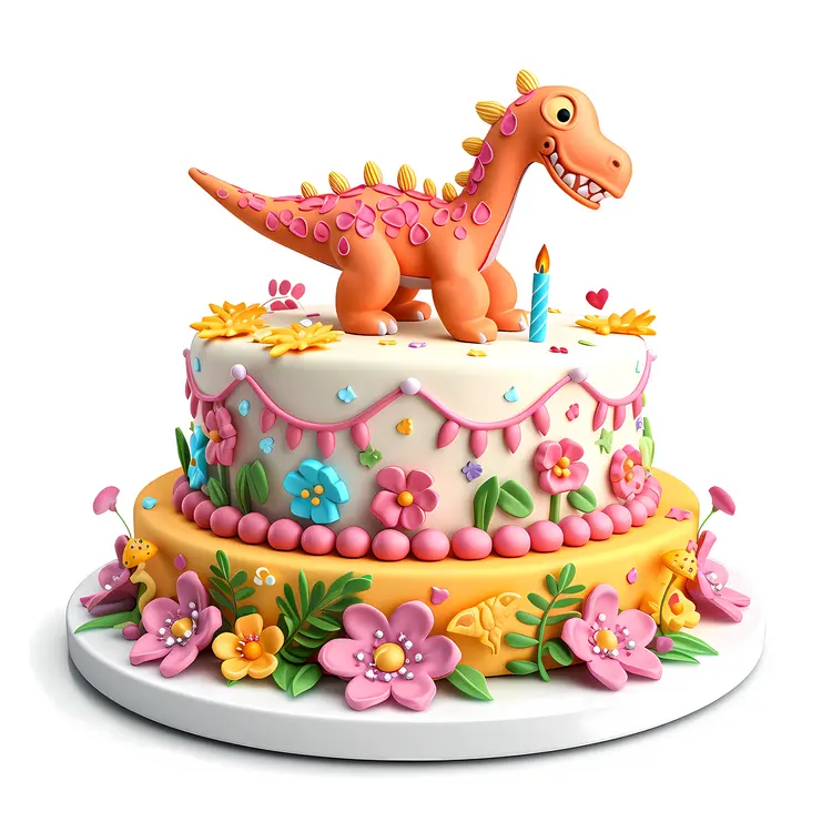 Pink Dinosaur Cake for Kids Birthday
