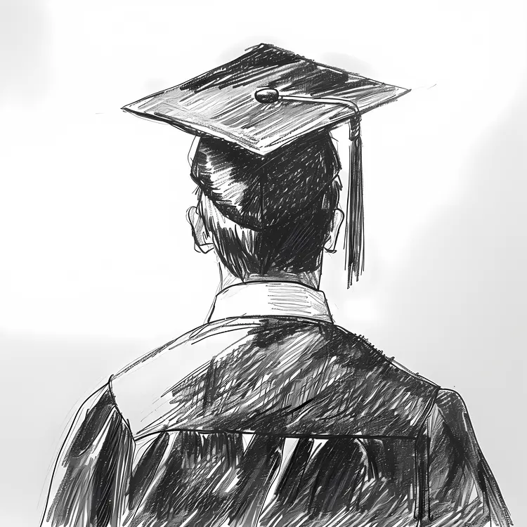 Sketch of Man in Graduation Cap