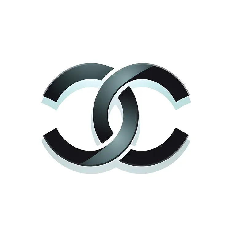 Minimalist Chanel Logo in Black and Silver