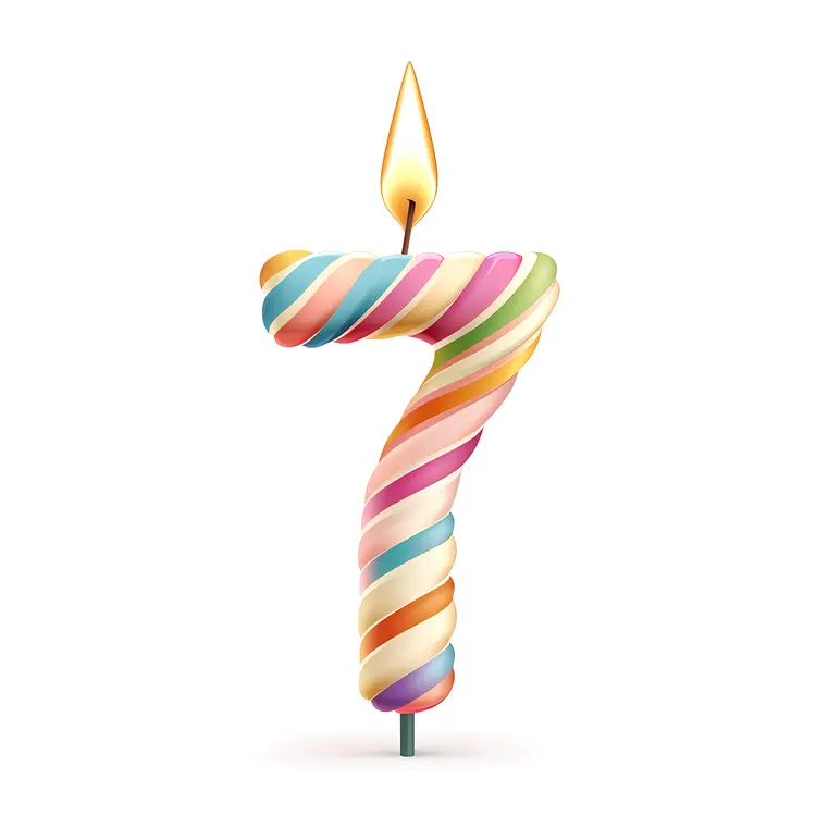Number 7 Candle with Stripes