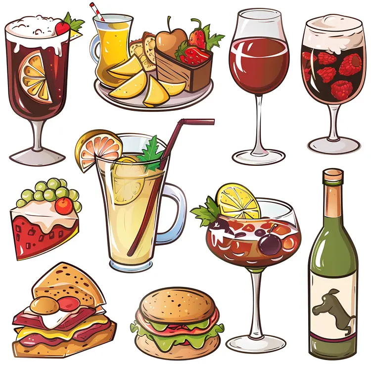 Realistic Desserts and Drinks Icons