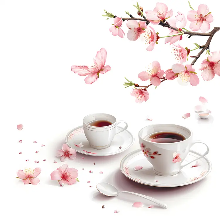 Tea Cups with Cherry Blossom