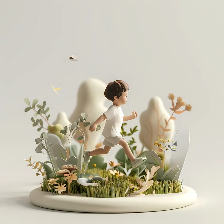 Child Running in Nature