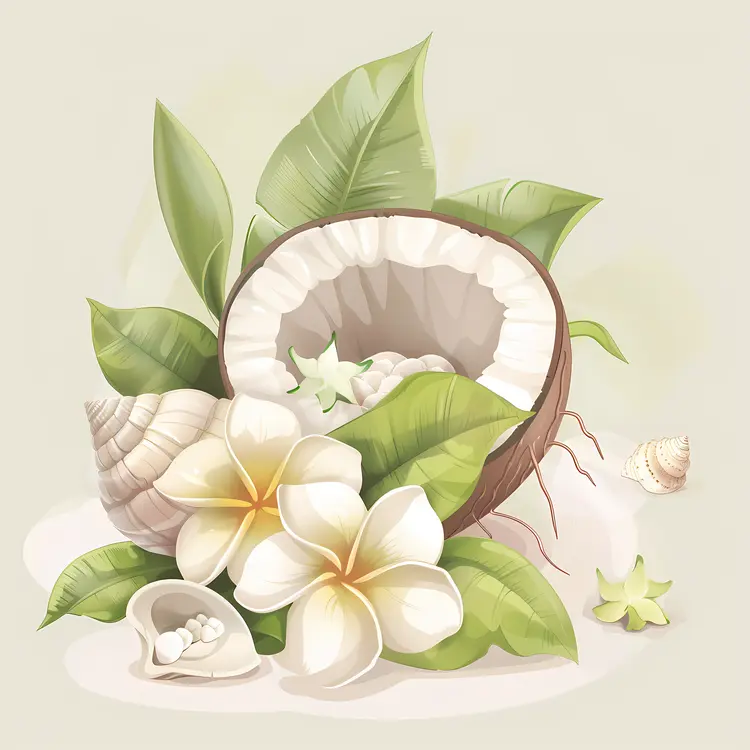 Tropical Coconut and Plumeria Arrangement