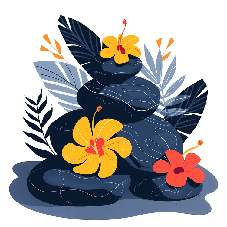 Stacked Stones with Flowers