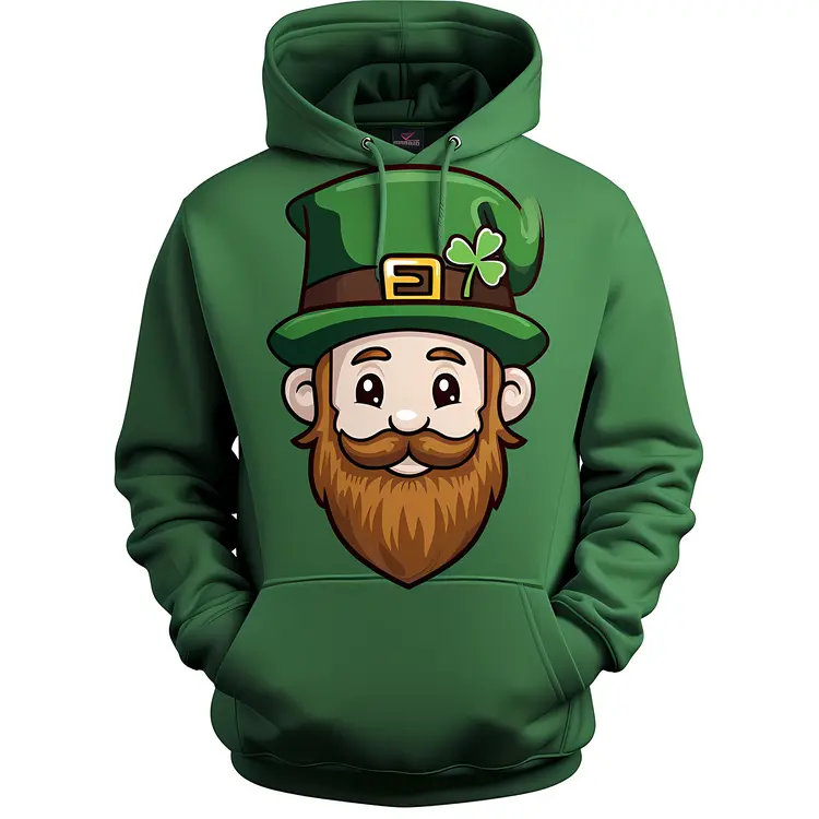 Green Hoodie with Leprechaun Face