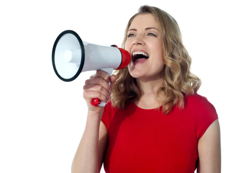 Woman Speaking with Megaphone