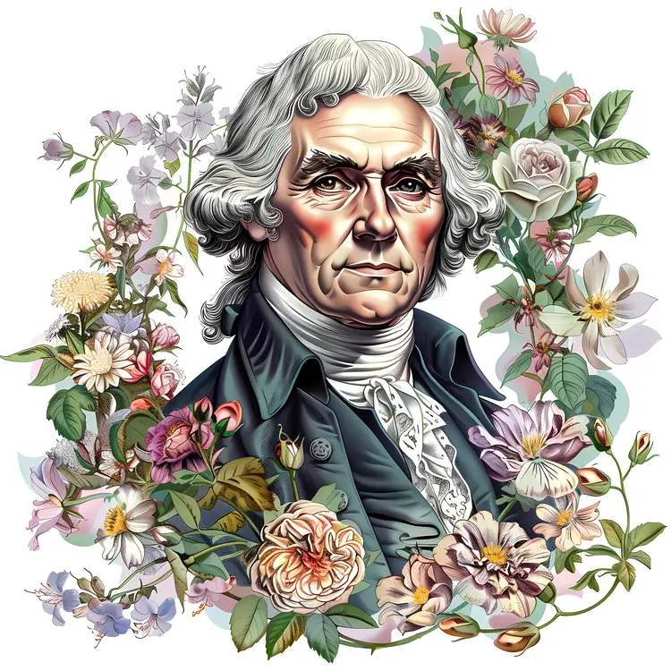 Historical Portrait with Flowers