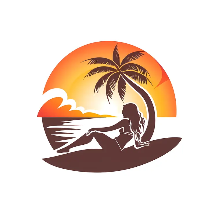 Woman Relaxing on Beach at Sunset