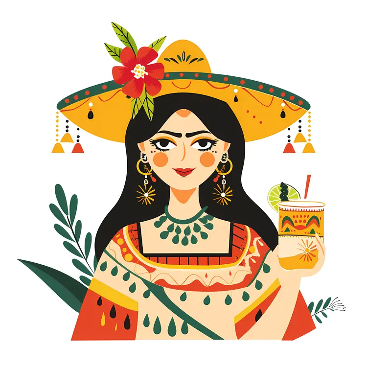 Stylized Woman in Traditional Hat