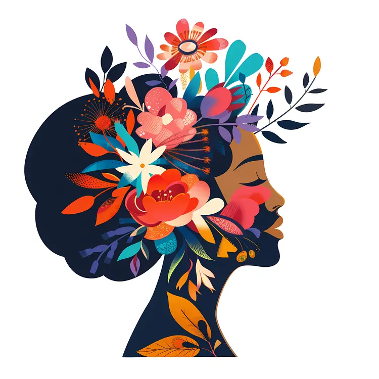 Elegant Floral Hair Illustration