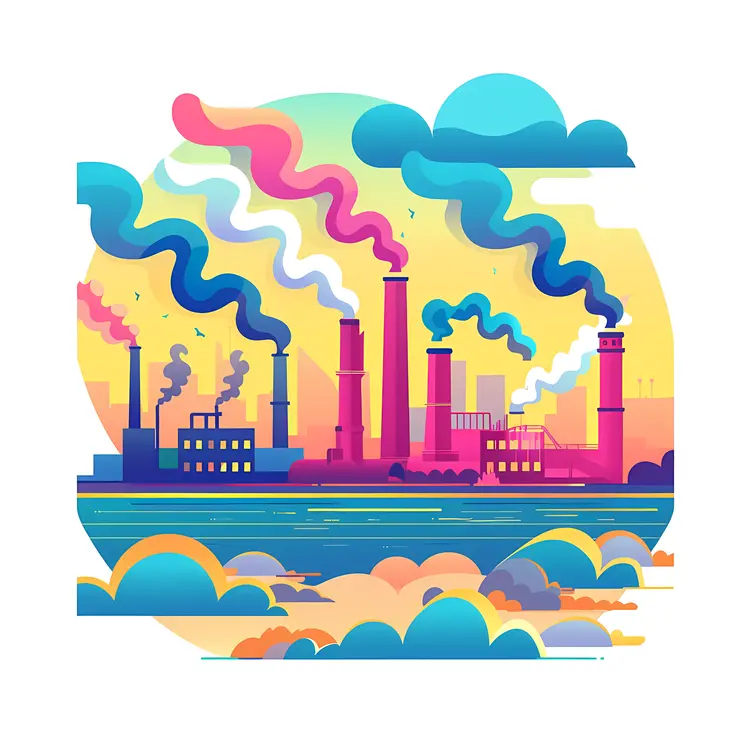 Colorful Factory by the Water