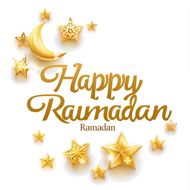 Happy Ramadan with Stars and Crescent Moon