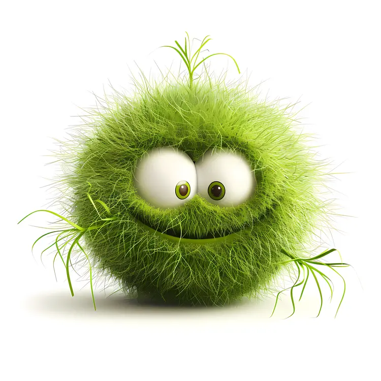 Adorable Green Fluffy Ball with a Smile
