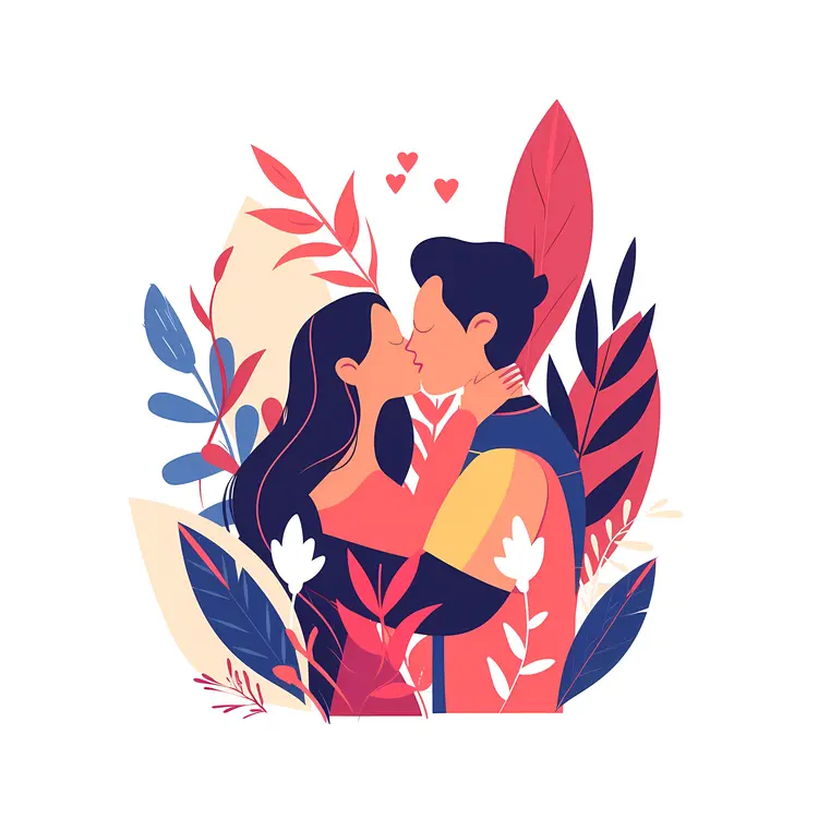 Romantic Couple Kissing Illustration