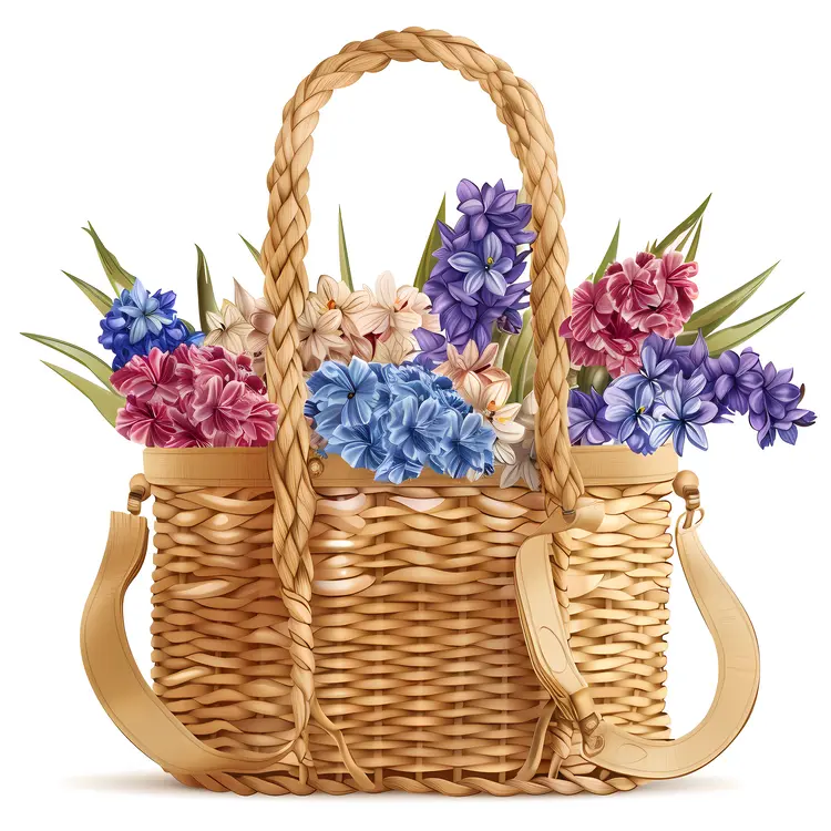 Basket of Colorful Flowers for Decoration