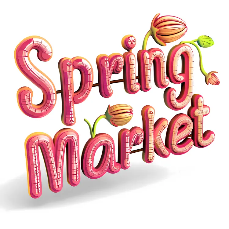 Spring Market Event Text with Flowers