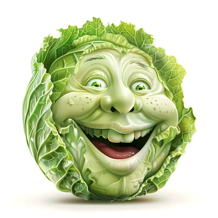 Excited Cabbage with Green Leaves