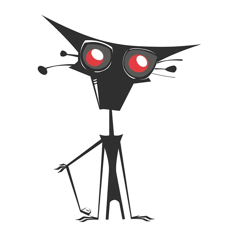 Black Cartoon Character with Red Eyes