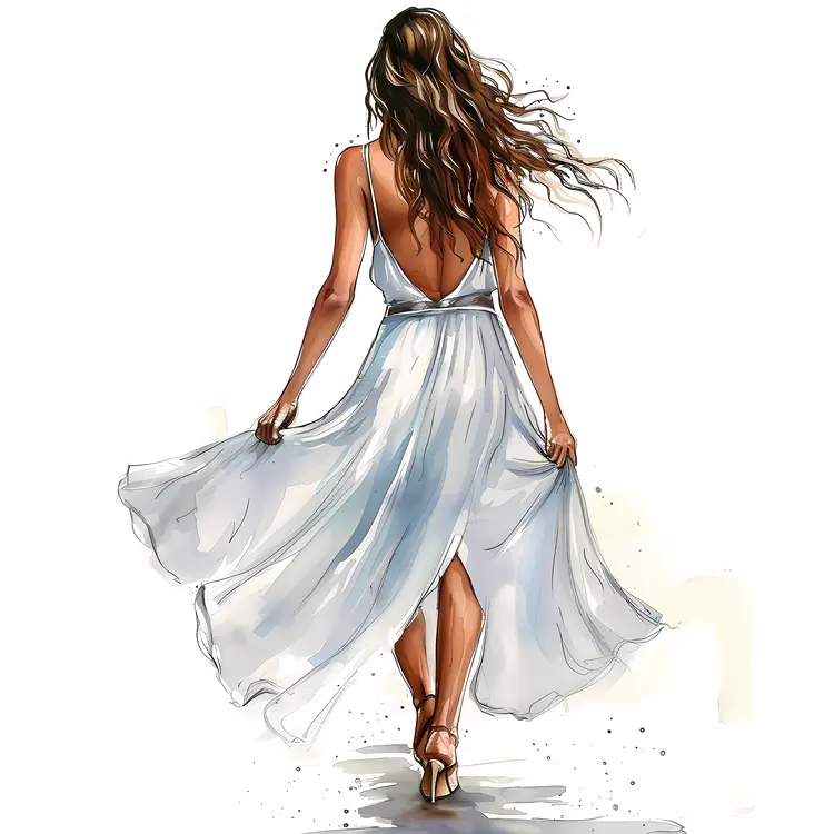 Elegant Flowing White Dress