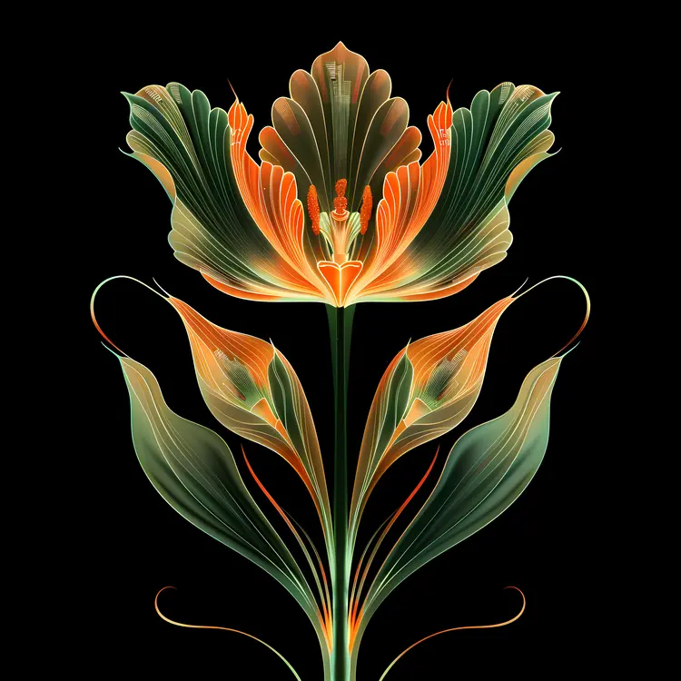 Colorful Abstract Digital Flower