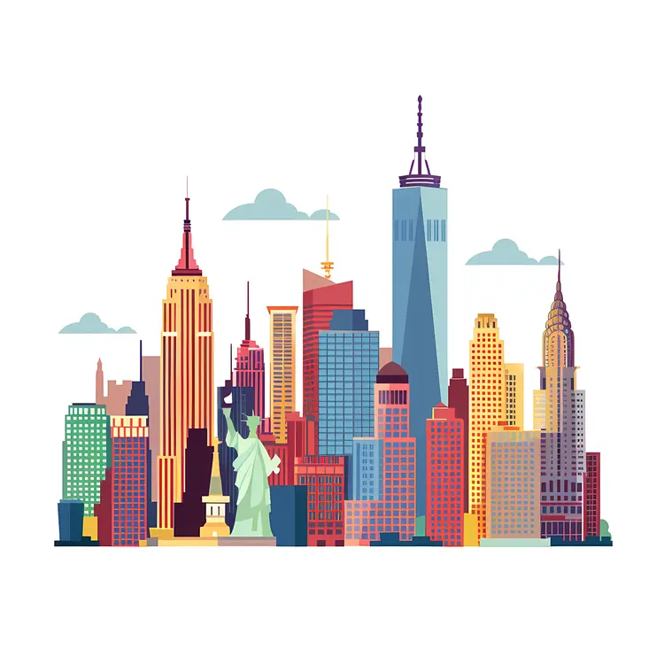 Colorful Cityscape Skyline