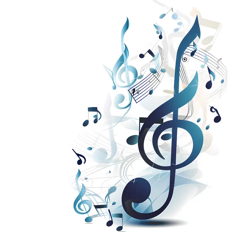 Blue Treble Clef with Musical Notes