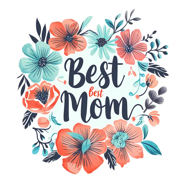 Best Mom Floral Illustration
