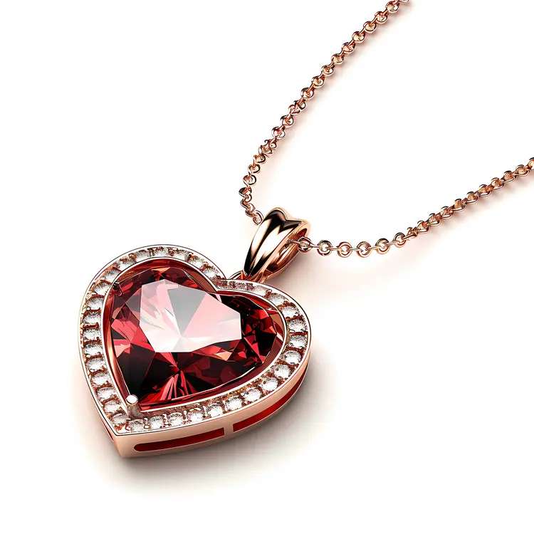 Sparkling Gemstone Heart-shaped Pendant Necklace