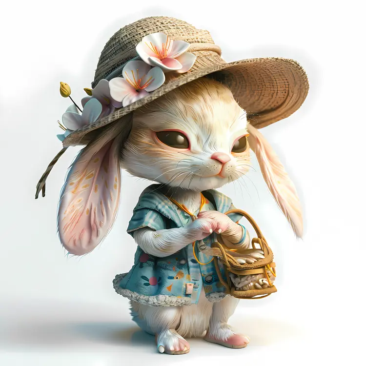 Cute Bunny with Flower Hat