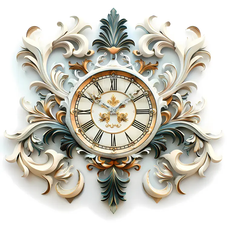 Ornate Clock with Roman Numerals