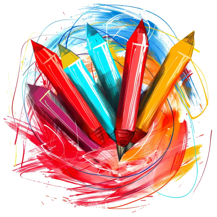 Colorful Pencils in Abstract Art