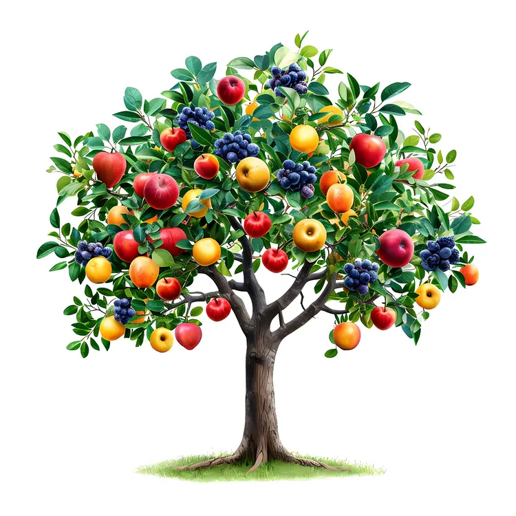 Colorful Fruit Tree with Various Fruits