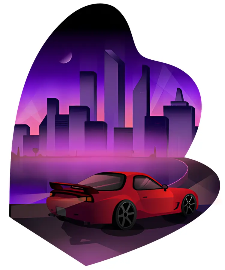Car Driving in the City at Night