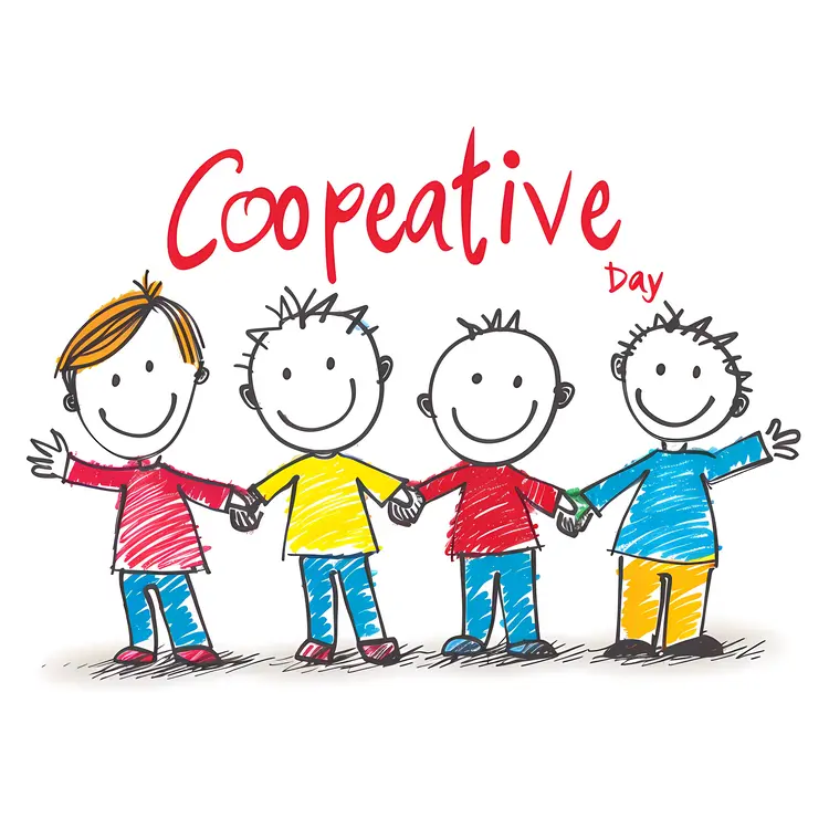 Cute Doodle Children Celebrating Cooperative Day