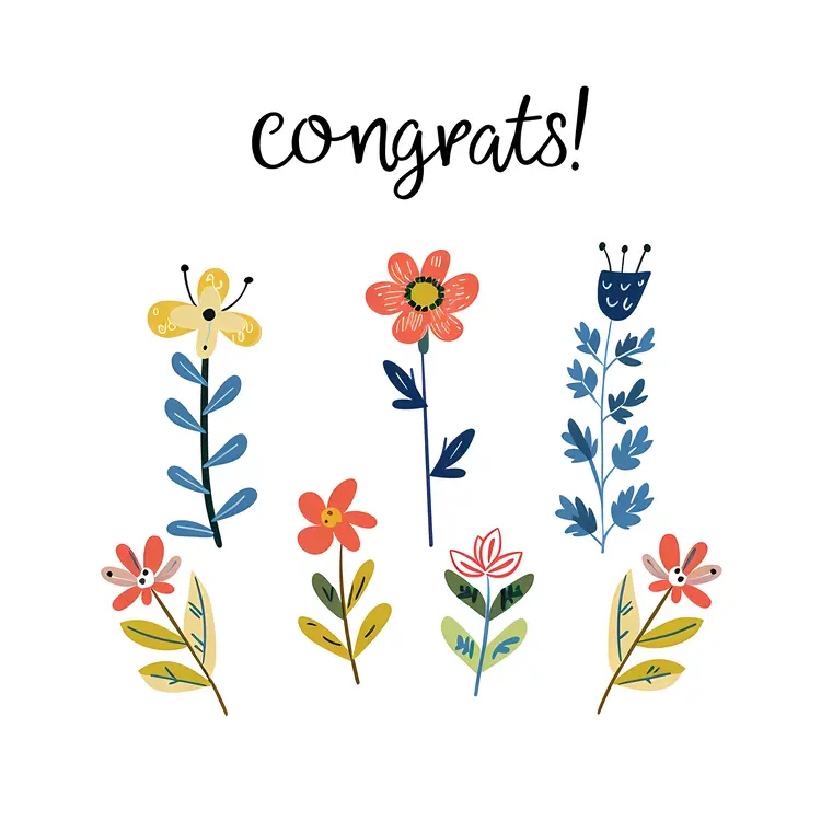 Colorful Flowers with Congrats Message