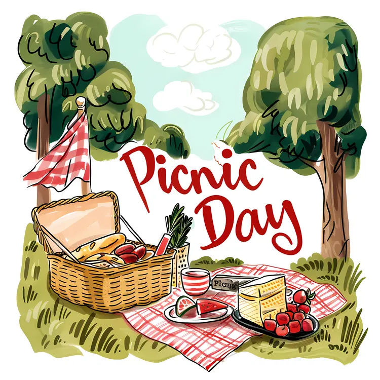 Picnic Day with Basket and Cheese