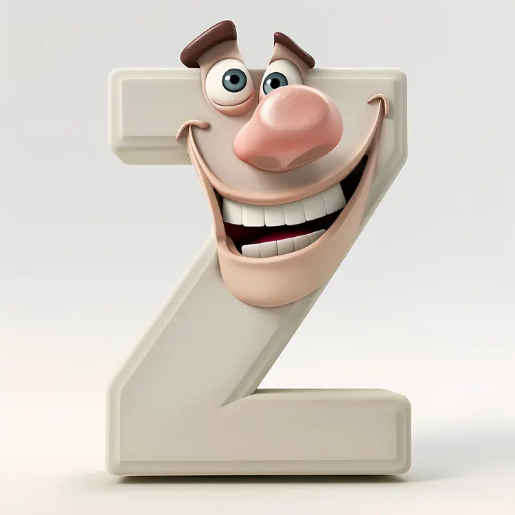 Cartoon Letter Z with Smiling Face