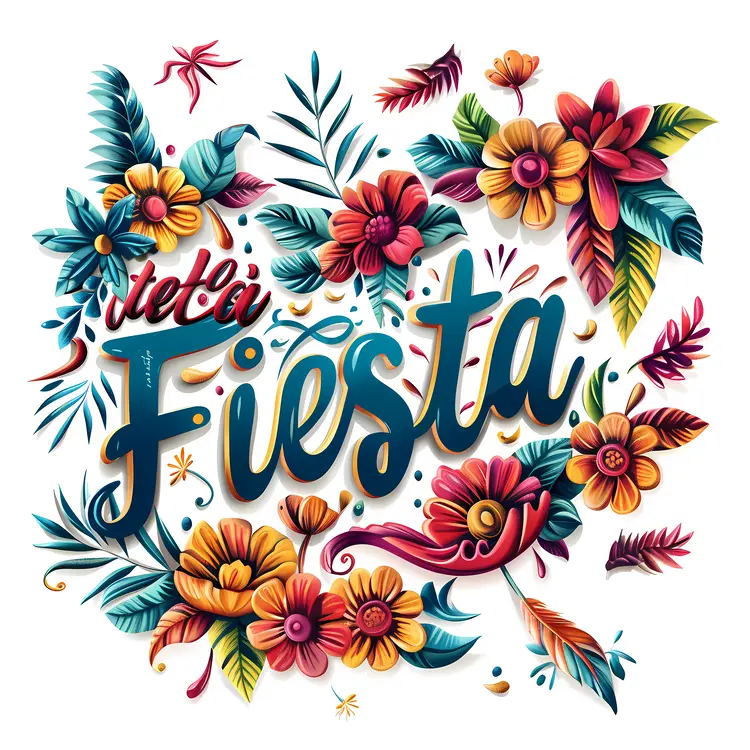 Fiesta Text with Floral Design