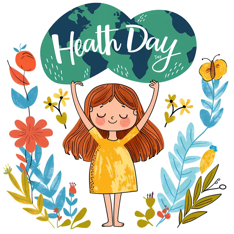 Health Day Celebration with Girl Holding Earth